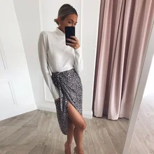 Женская летняя хип-юбка Повседневная леопардовая открытая юбка