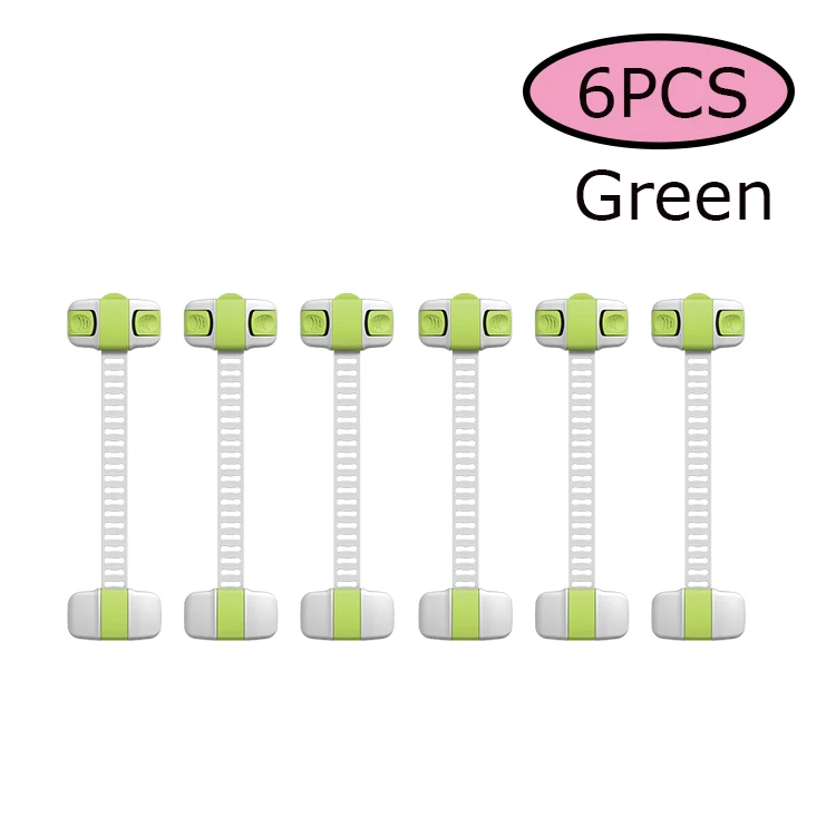 EUDEMON 6 шт. замок на холодильник замок ящики шкаф для детей Детская безопасность пластик ABS PE Туалет замок холодильника - Цвет: Green-6pcs