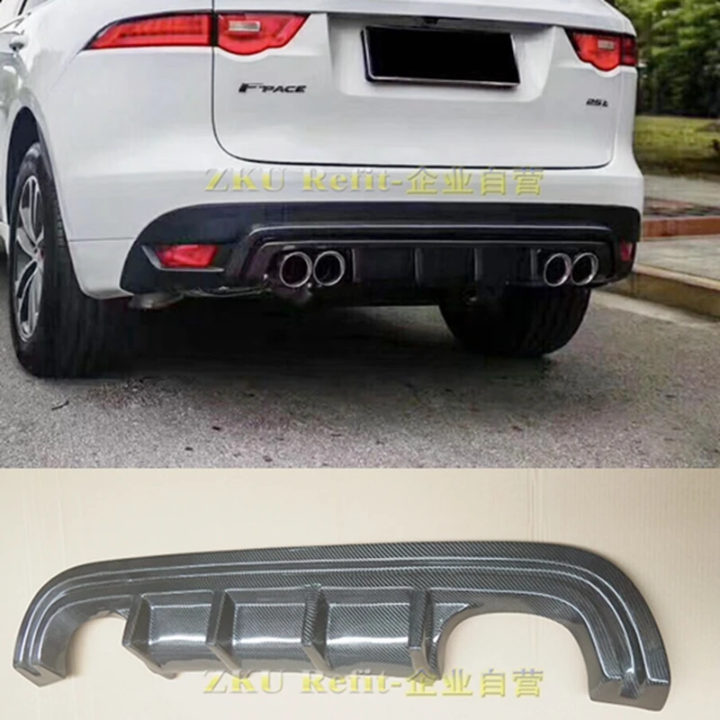 

Fit for Jaguar F-pace 2016 2017 2018 Carbon Fiber Rear Bumper Diffuser Lip Spoiler LUMMA style