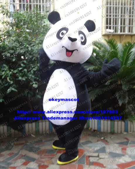 Rare Black White Panda Bear Bearcat Catbear Mascot Costume Cartoon Character Mascotte Adult Laughing Face Pink Tongue Out ZZ117 |