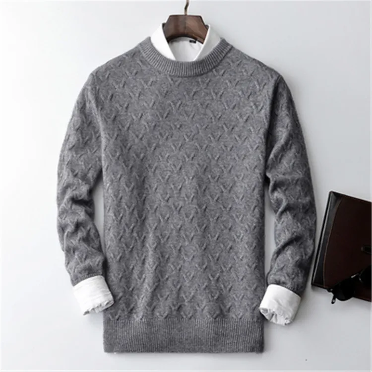 Кашемировый скрученный вязаный мужской короткий толстый Oneck сплошной H-прямой пуловер свитер 5 цветов S-2XL розничная оптом