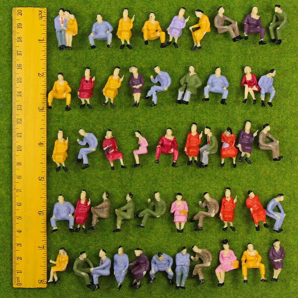 Evemodel P4302 50pcs O Scale all Seated 1:43 Painted Figures Passengers Model Railway Layout 5
