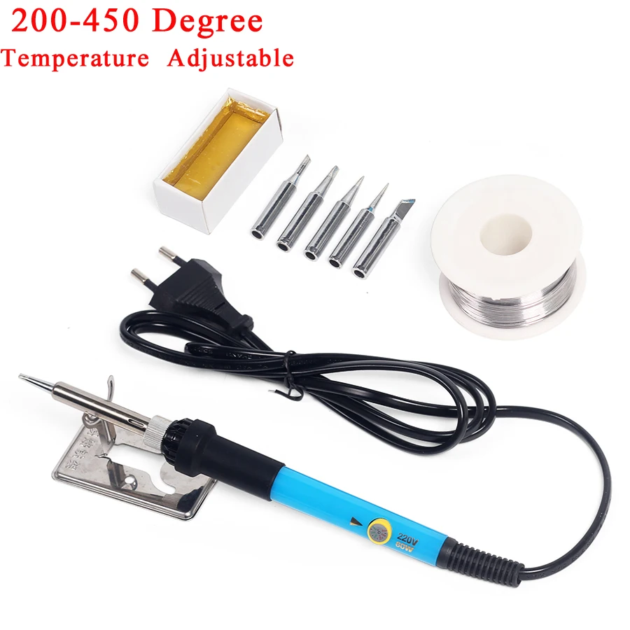 

60W Adjustable Temperature Electric Soldering Iron Set Welding Solder Station Heat Pencil Repair Tool Kit With 5pcs Iron Tips