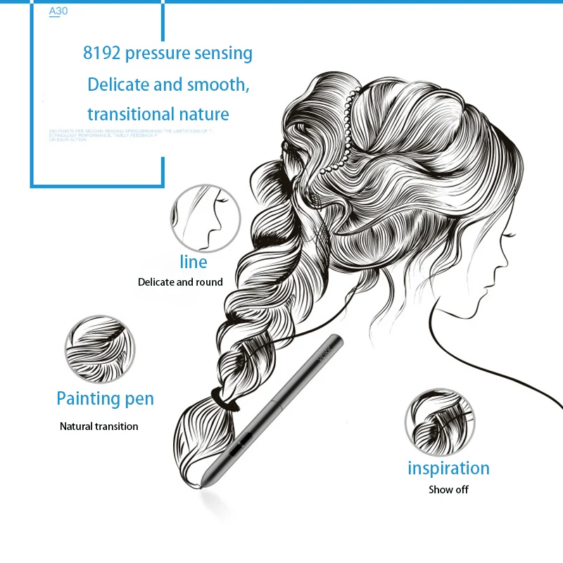VEIKK A30 grafik планшет 10*6 дюймов профессиональные графические планшеты 8192 уровней цифровой планшет для рисования без необходимости зарядная ручка с подарком
