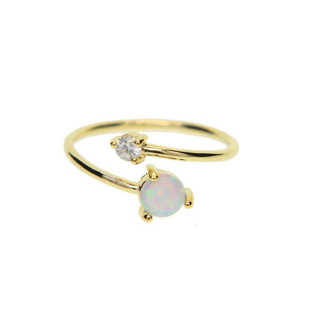 New-AAA-CUBIC-ZIRCONIA-white-fire-opal-stone-Ring-silver-gold-color-Adjust-open-cz-Rings