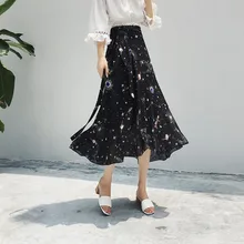 Юбки с принтом в стиле бохо летние пляжные шифоновые женские юбки с высокой талией, Облегающие юбки с оборками, длинные юбки для девушек, цельный бант, юбки на шнуровке