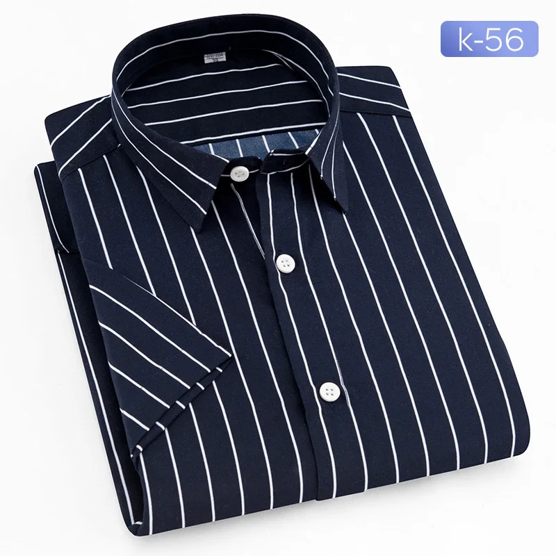Aoliwen мужская летняя полосатая рубашка с коротким рукавом модные повседневные рубашки для мужчин фланелевые высококачественные пляжные ветровки 5XL - Цвет: K-56