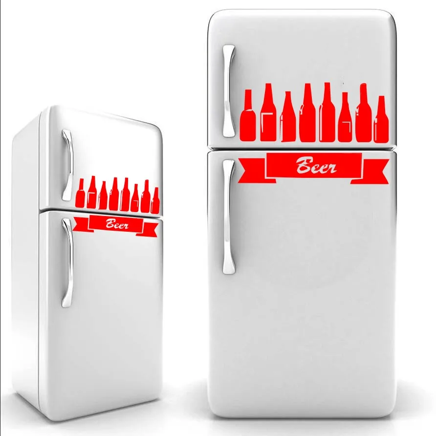 Черная Виниловая наклейка на холодильник с изображением пива размером А4/Декор стен/наклейки на кухню/детские наклейки/забавные наклейки J948 - Цвет: red