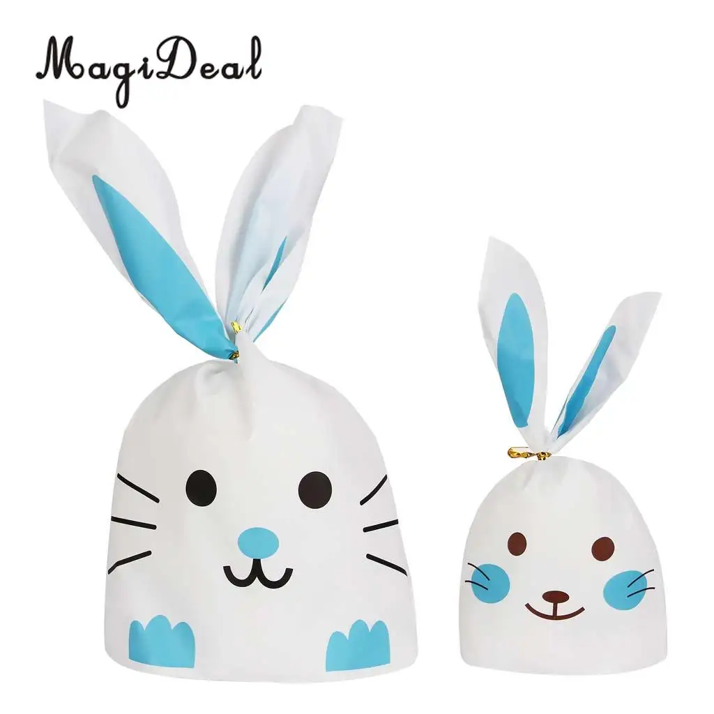 MagiDeal 50pcs/Lot Kawaii Rabbit Bunny Ear Bakery Cookie Treat Bags Biscuit Packaging Bag Self-adhesive Party Gift Bag