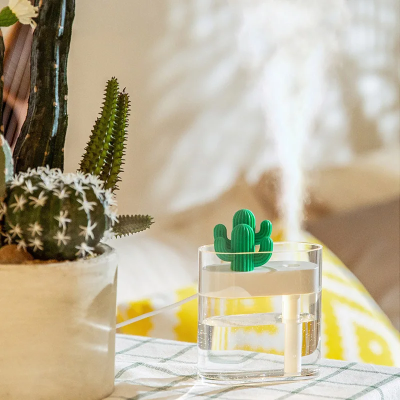 

160ML USB Cactus Ultrasonic Air Humidifier Essential Oil Diffuser Car Purifier Aroma Diffusor Anion Mist Maker for Home Office