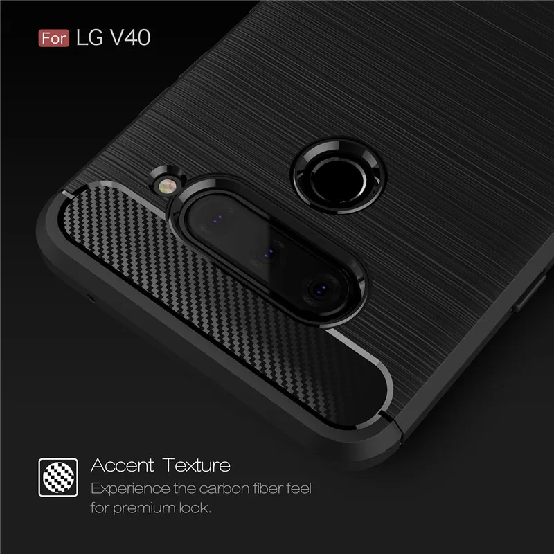 Прочный защитный чехол для LG V40 V30 роскошный мягкий силиконовый из углеродного