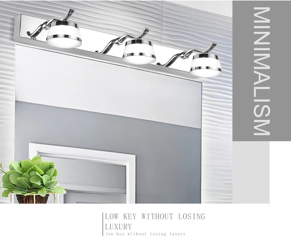 Simple LED Bathroom Mirror lamp For Decorative Mirrors Waterproof Indoor Room Vanity Light Stainless Steel Bathroom Cabinet