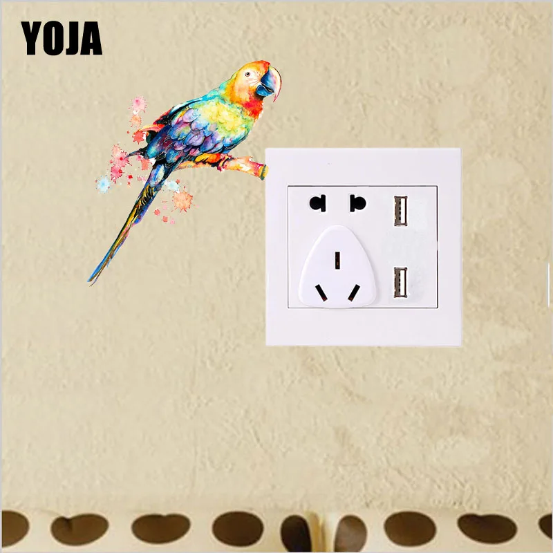 YOJA уникальный Цветной персонализированные Декор попугай стены Сменные наклейки Гостиная Спальня 10SS0348