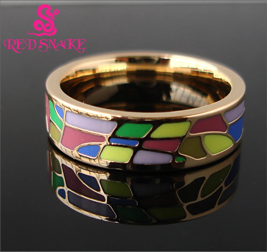 

RED SNAKE Great Discounts! Hot Selling Width Rose Gold-color Enamel Jewelry Rings,and Scarf Ring 6mm width Free Shipping**