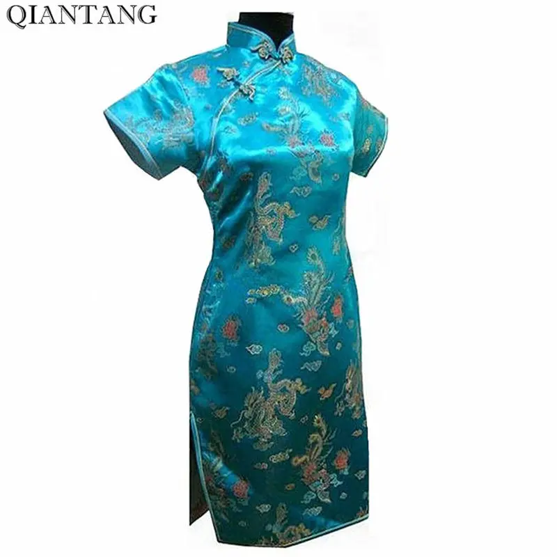 Светильник синего цвета в винтажном китайском стиле Cheongsam Mujer Vestido Noble для женщин s m ini Qipao платье Размеры S m L XL XXL XXXL 4XL 5XL 6XL J4062