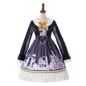 

Lolita Dress Purple Longr Sleeves Ruffles Bowed Peter Pan Collar Lolita One Piece Dress