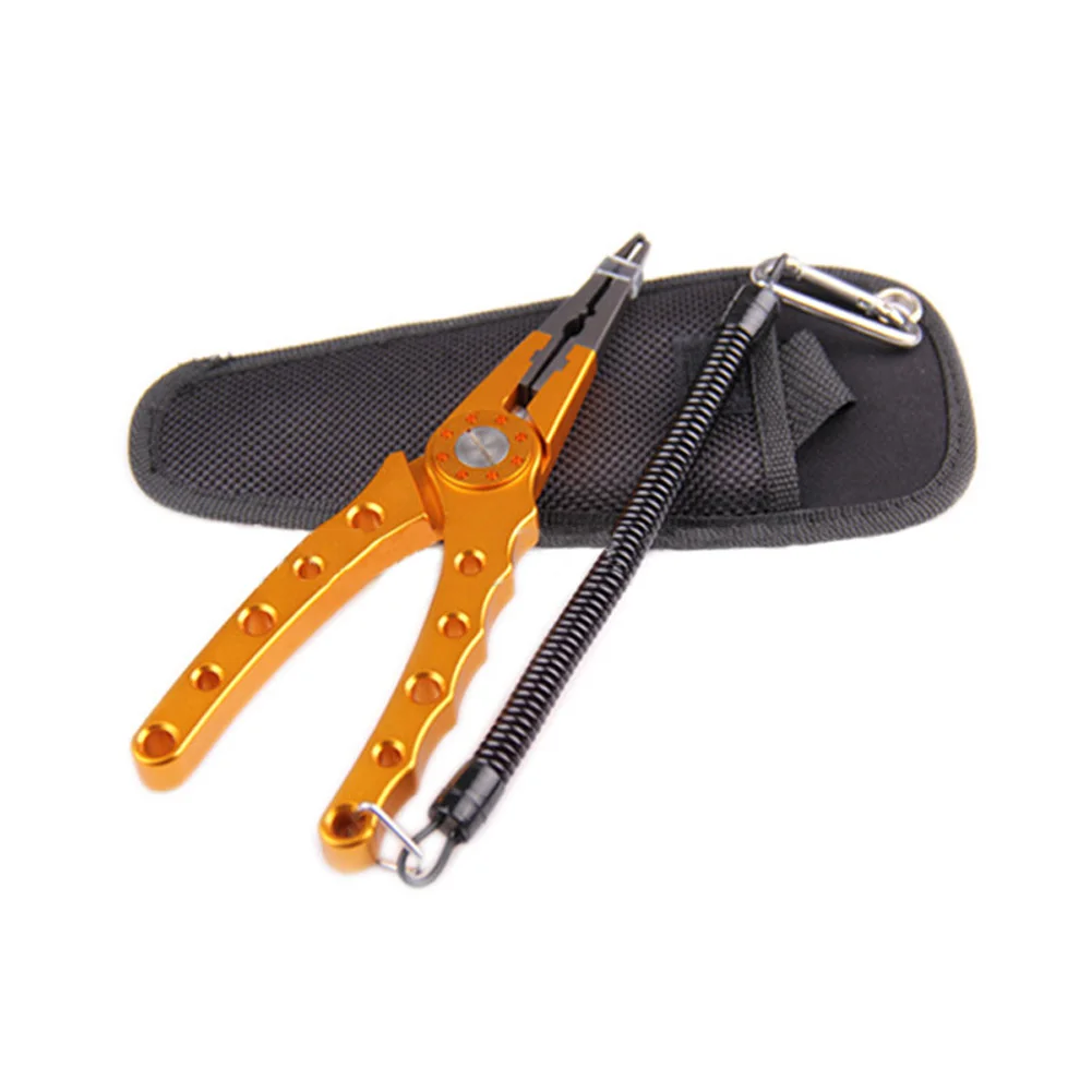 Авиационные алюминиевые рыбные ножницы разделенные резаки рыболовные крючки для удаления рыболовный Зажим снасти с Оксфордской оболочкой B2Csho - Цвет: Золотистый
