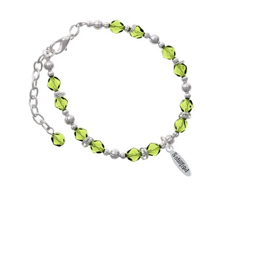 Satisfied Oval Lime Green Beaded Bracelet