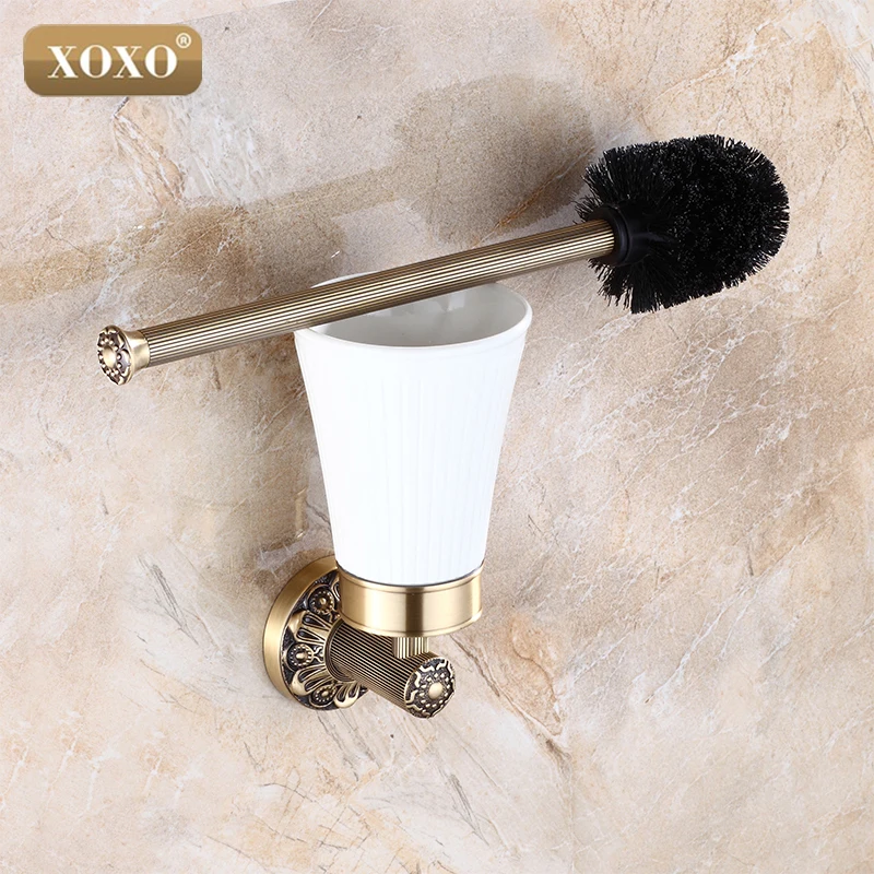 XOXO высокого класса резьба настенный очиститель для туалета щетка античная латунь держатель туалетной щетки 15081B