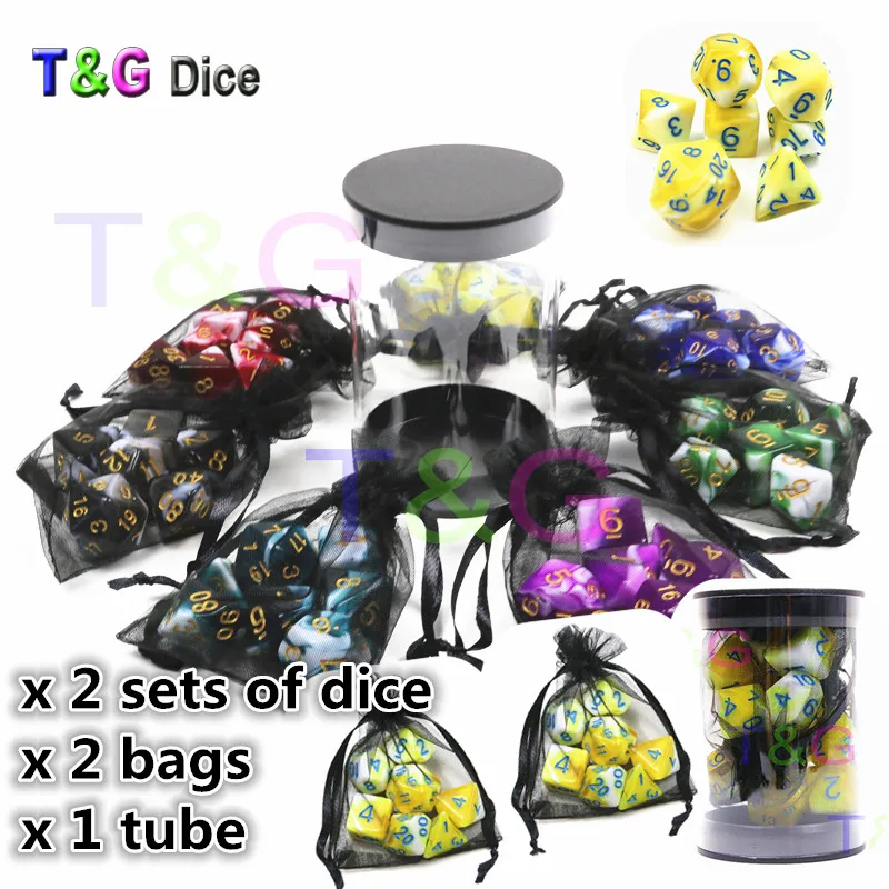 

Lowest Price,Big Sale High Quality Pop 2 Sets of Gemini Color Dados Gaming Dice with A Tube for As Gift,Rpg Gaming,D4-D20