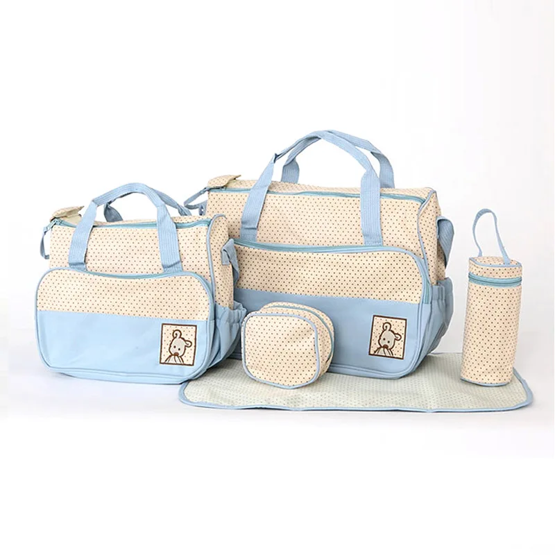 5 قطعة و 4 قطعة/المجموعة كبيرة قدرة الطفل أكياس حفاظات مجموعة لأمي الأمومة الحفاض أكياس طقم حقائب يدوية عربة اكسسوارات رعاية الطفل