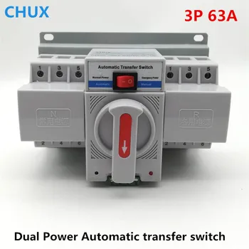 

ATS 3P 63A 380V 50/60hz 3 wire MCB type Dual Power Automatic Transfer Switch