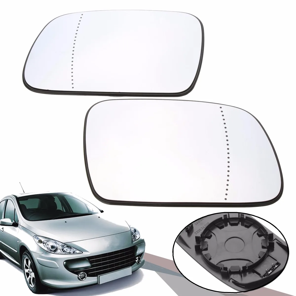 Clear Left + Right Side Rear Heated Wide Angle Wing Door Mirror Glass