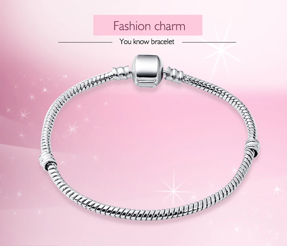 BELAWANG модный Змеиный цепной серебряный браслет подходит к оригинальному браслету Шарм браслет Шарм шарик для женщин подарок 17 см-21 см