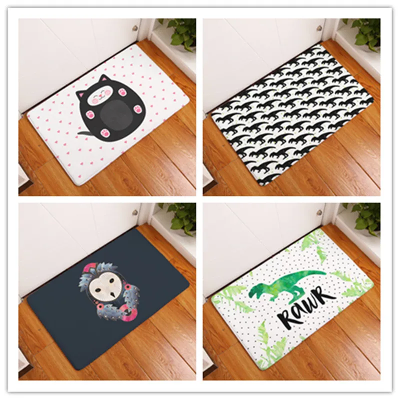 Best Cartoon Dinosaur Fox Insect Mats Welcome Home Hallway Doormat Entrance Door Waterproof Anti Slip Bedroom Rugs