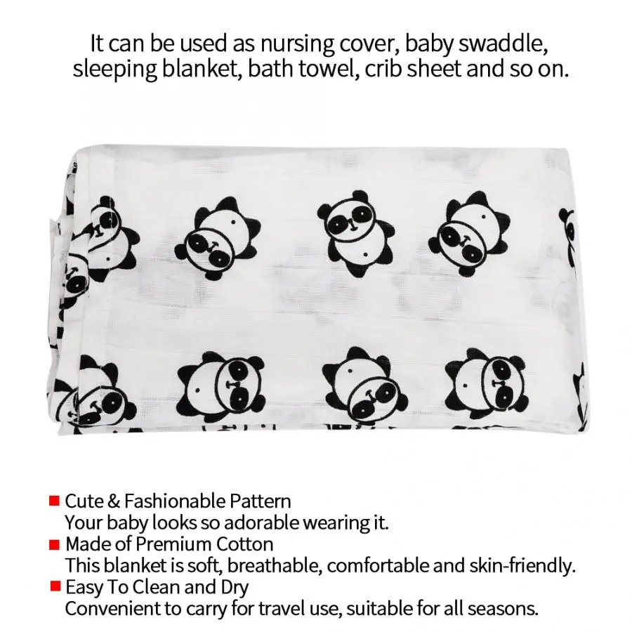 Детское банное полотенце с принтом, дышащее пеленание для новорожденных, муслиновое одеяло, мягкий шарф для младенцев