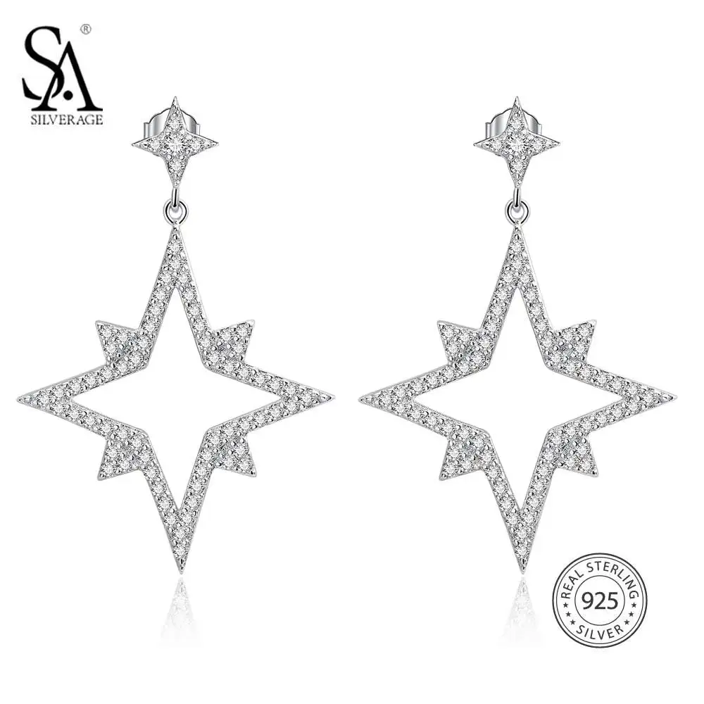 Женские серьги со стразами SA SILVERAGE из стерлингового серебра 925 пробы|drop earrings|earrings