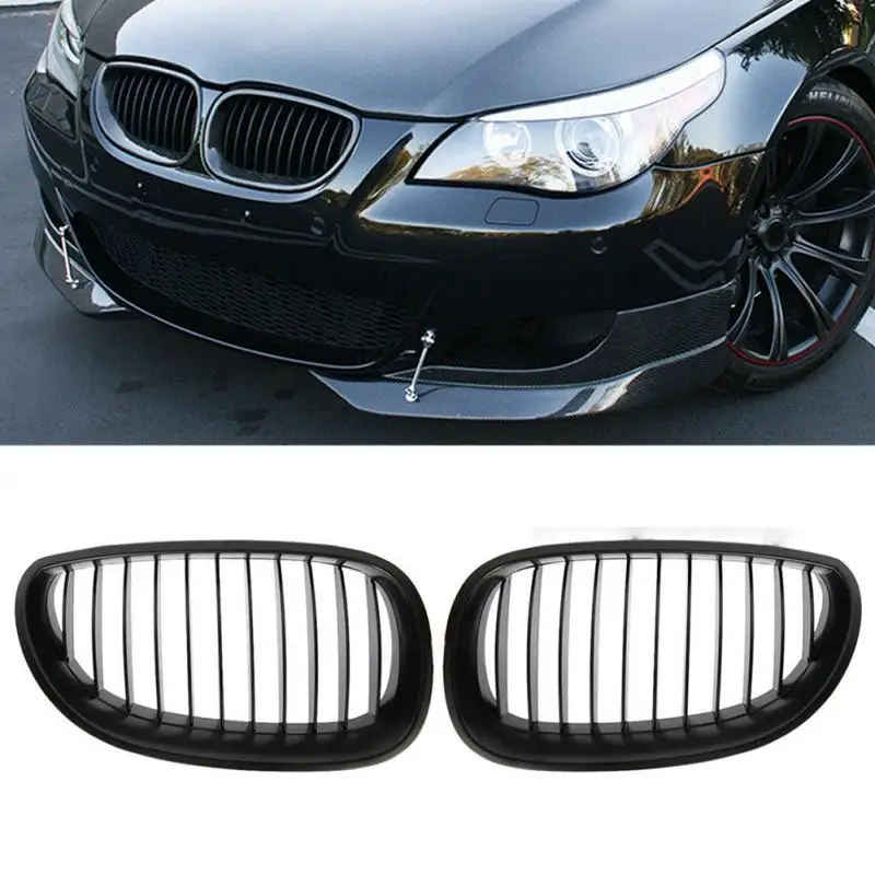 

2pcs Matte Black ABS Kidney Grill Grille GZ.A E60 Y For 2004-2009 BMW 5 series E60 E61
