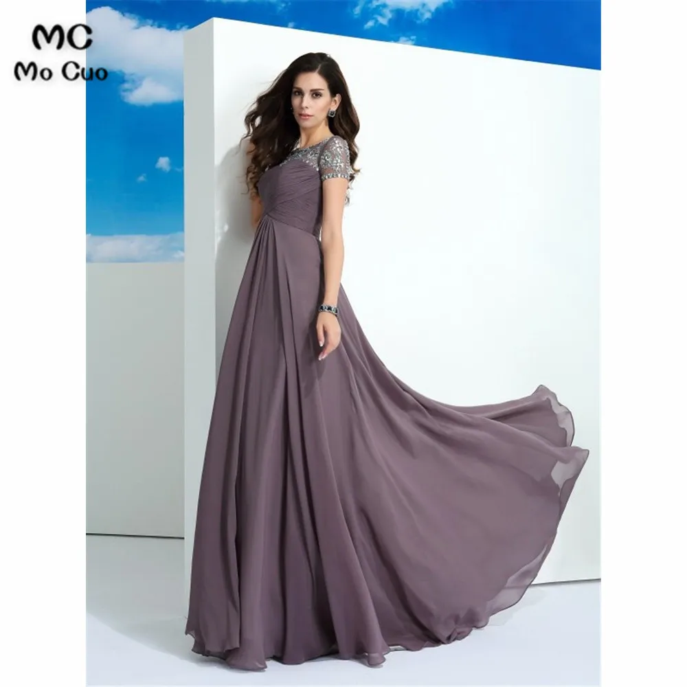 Princess Sheer Neck Evening Dresses Long Prom Gown with Beaded Pleat Chiffon Zipper Back Formal Evening Party Dress for Women Princess Sheer Neck Evening Dresses Long Prom Gown with Beaded Pleat Chiffon Zipper Back Formal Evening Party Dress for Women