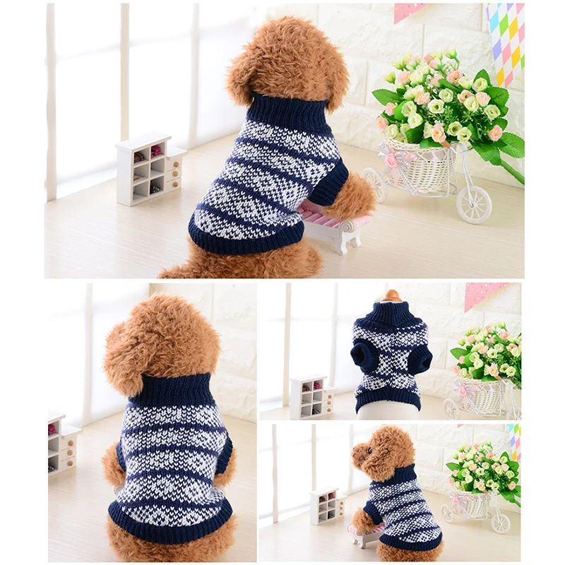 Случайный цвет Собака зима сохраняет тепло джемпер свитер одежда для щенка Трикотажный костюм для кошки пальто свободный размер костюм для 0,5-1,5 кг питомца#258321