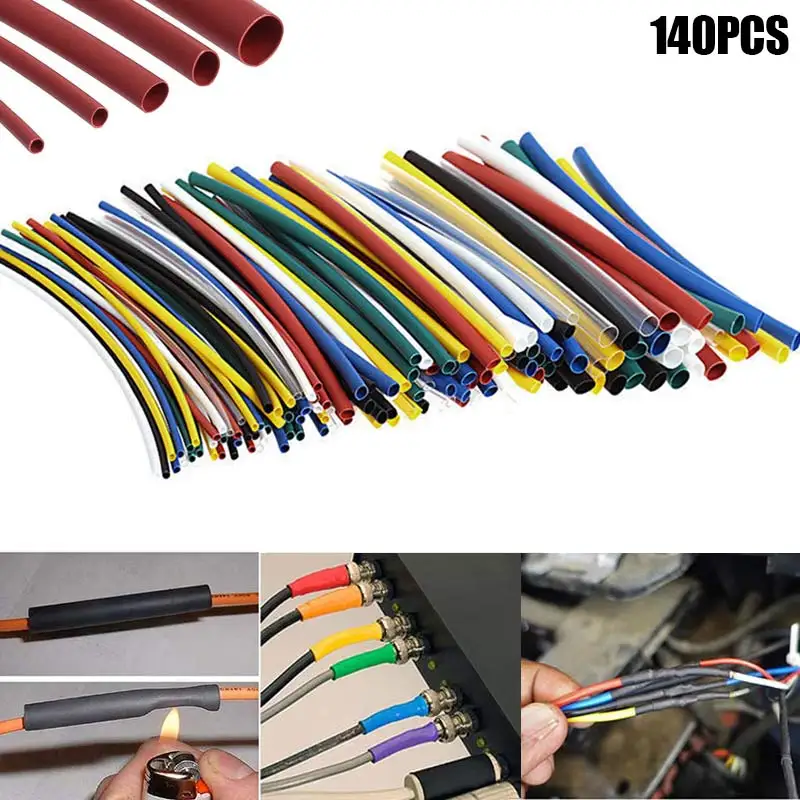 140 Pcs/Set 1 5mm Assorted 21 Heat Shrink Tubing Sleeving Wrap Electrical Wire Cable Kit M25in