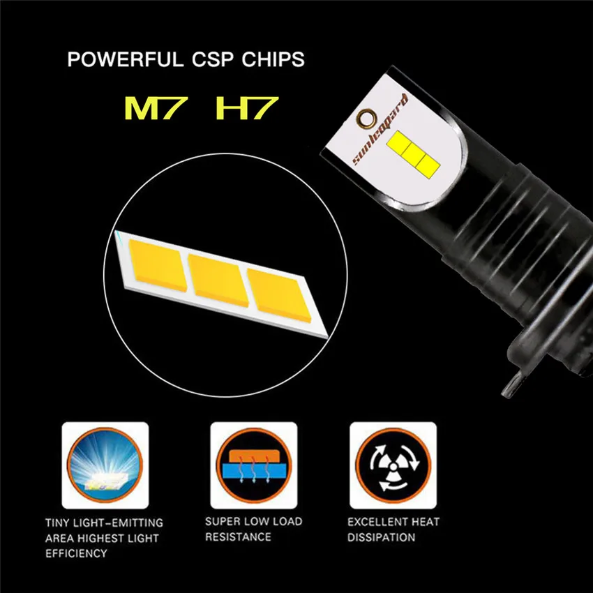 2 шт. Автомобильные светодиодные лампы h7 6000K 12 В лм 55 Вт|Передние LED-фары для авто| |