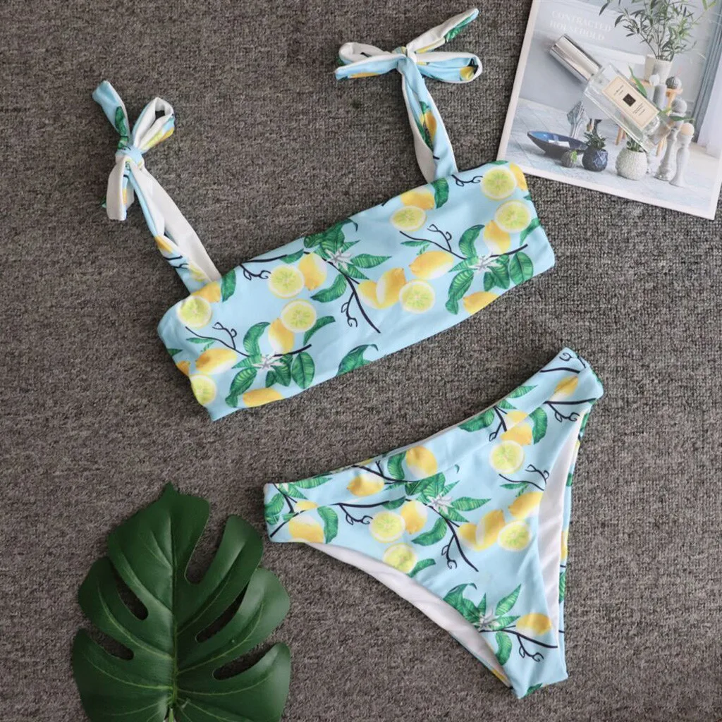 

MUQGEW Women Plus Size Print Tankini Bandeau Bikini Swimjupmsuit Swimsuit Beachwear Padded Swimwear Bathing Suit Bikini 2019