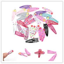 6 шт. детские заколки для волос с принтом для девочек, однотонные металлические заколки для волос с рисунком лисы/цветка/кошки/звезды/клубники, аксессуары для волос