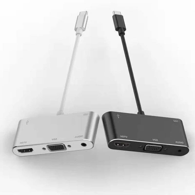 HDTV OTG кабель для USB C на HDMI VGA 3 5 мм адаптер Тип 4K цифро аналоговые аудио и видео ПК
