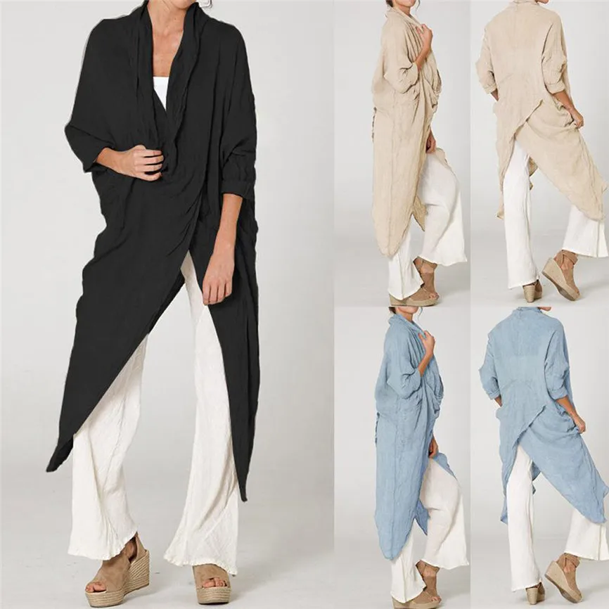 Блузки Femme t 2019 Модные женские большие размеры асимметричный подол Топ щелевая