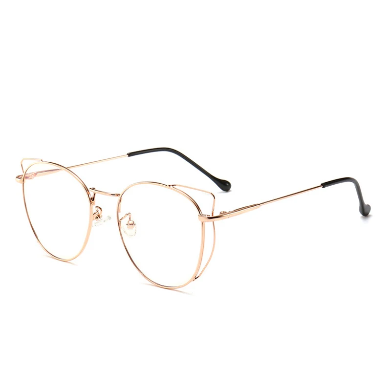 Zilead Anti Blue Light Cat Eyes Glasses Frame Metal Round Optical Spectacl For Women&Men Computer Eyeglasses Eyewear - Цвет оправы: rose gold