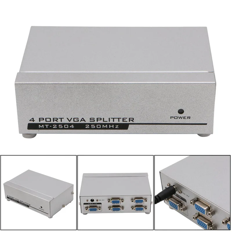 Ootdty 4 Порты и разъёмы SVGA VGA Splitter 250 мГц 1 предмет 4 ЖК-дисплей crt видео Мониторы для ПК проектор