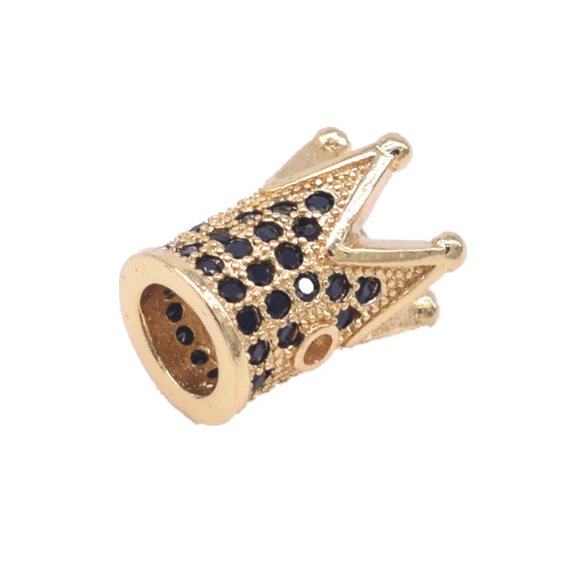 

5 Pcs/ Lot Luxury Micro Pave Cubic Zirconia Crown Beads for Men Bracelet Making Jewelry Charm Brass Spacer Bead Wholesale