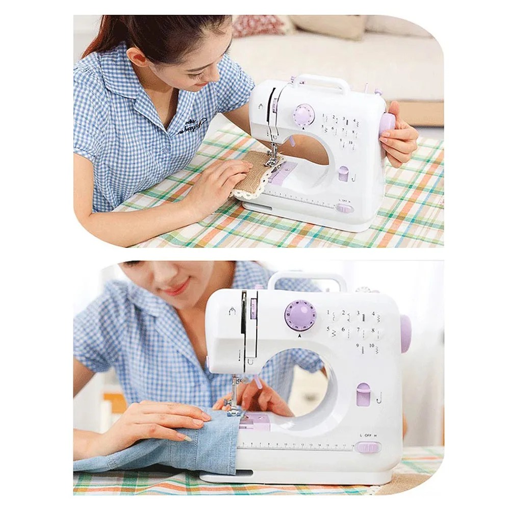 

Russia Warehouse Mini Electric Handheld Sewing Machine Dual Speed Adjustment Double Threads Pendal Sewing Machine
