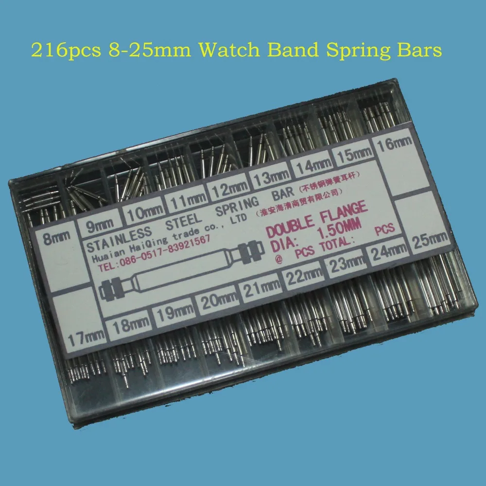 

Free Shipping 216pcs 8-25mm Watch Band Spring Bars Strap Link Pins Repair Watchmaker Link Pins Remove Toolsworldwise Top Quality