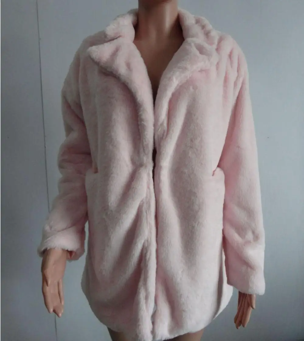 Женщина многоцветный искусственного меха длинные пальто меха норки пальто High Street зима теплая верхняя одежда леди уличной моды меховые - Цвет: pink color