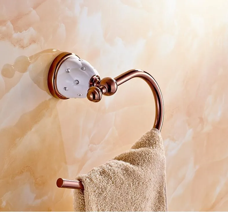 Полотенце кольцо сплошной латунный медный золотой Готовые Аксессуары для ванной комнаты продукты, держатель для полотенец, полотенцесушитель VB1277