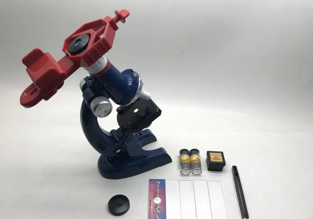 Детский микроскоп, научный набор для детей, для обучения начинающих, светодиодный, 100X 400X 1200X и держатель для телефона, увеличение, детская игрушка