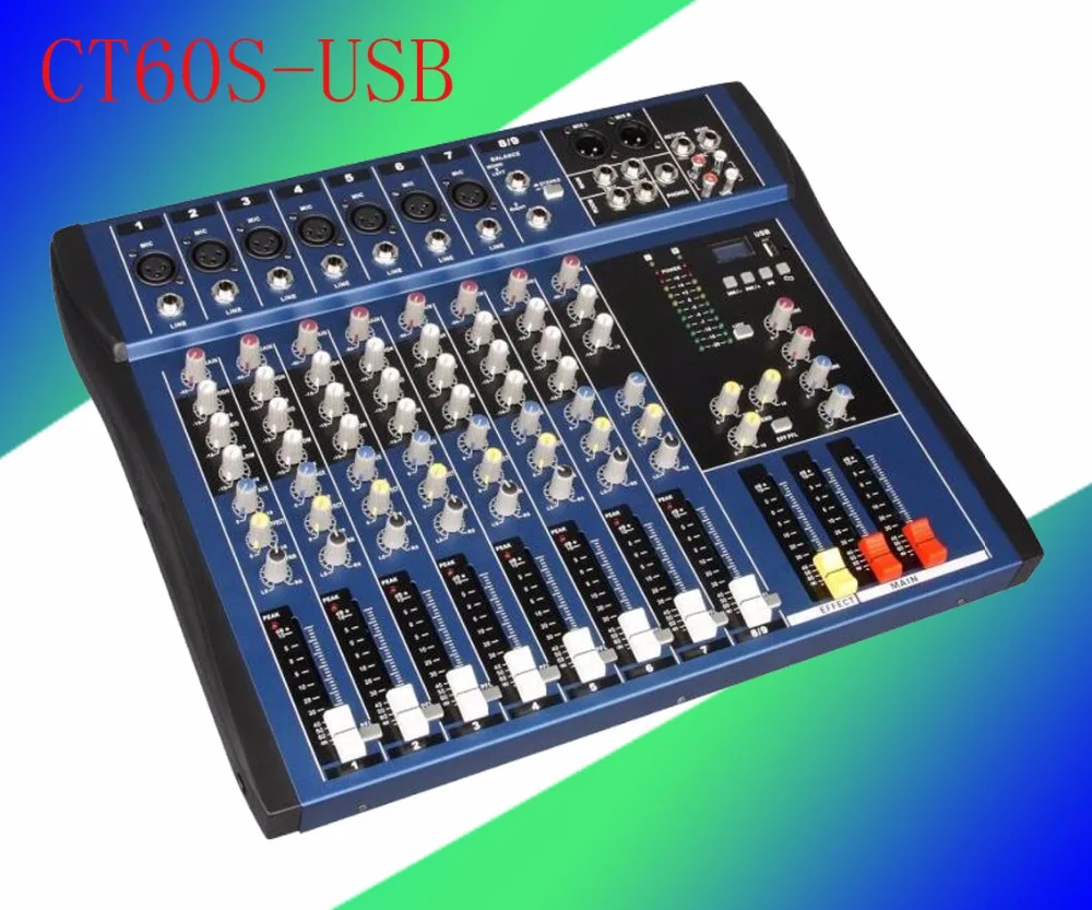 

2017 audio mixer/ 6 channel Powered Mixing Console DJ Mixer CT60S-USB Dj player MICROPHONE