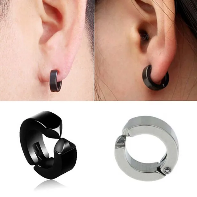 1pcs Fake Ear Plug Clip Non Piercing Men Women Stainless Steel 1pcs Fake Ear Plug Clip Non Piercing Men Women Stainless Steel Stud Cuff Hoop